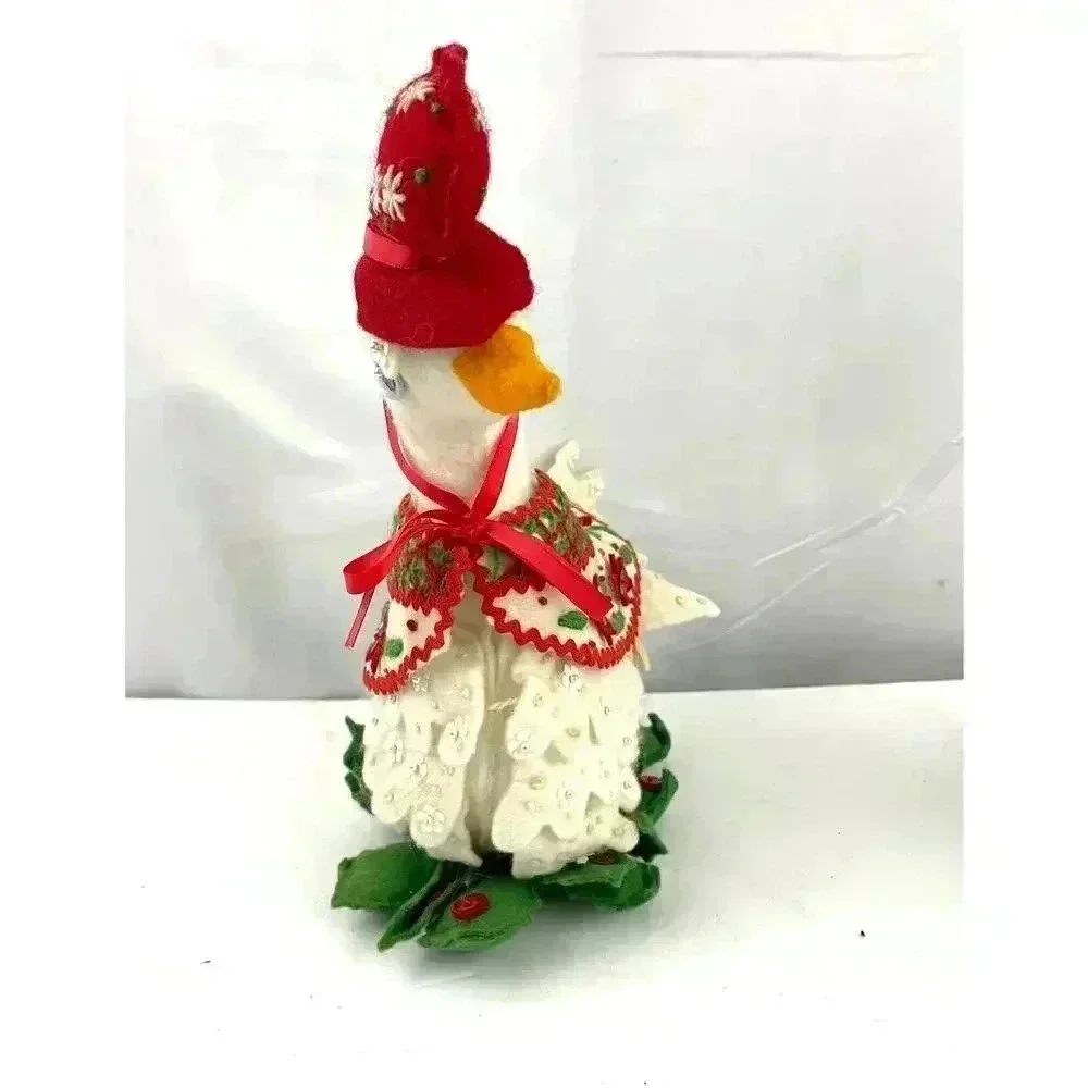 VTG Handmade Holiday Felt Duck‎ Christmas Sequined Beaded 11
